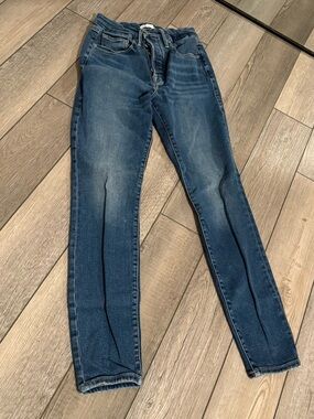 Good American Good Waist Asymmetrical Skinny Jeans Indigo 441